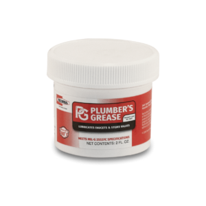 A tub of 50811 - RectorSeal Plumber's Grease in front of a white background.