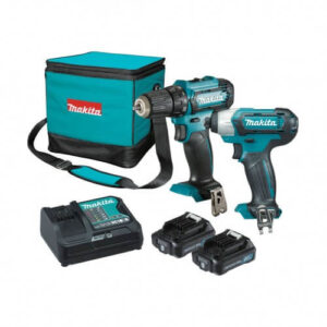 CLX224SA - Makita 12V Max 2 Piece Combo Kit. Kit includes: DF333DZ - 12V Max Driver Drill TD110DZ - 12V Max Impact Driver 2x BL1021 - 12V Max 2.0Ah Battery with fuel gauge DC10SB - 12V Max Rapid Charger Carry Bag 2 x Belt Clips 2 x Phillips Bits